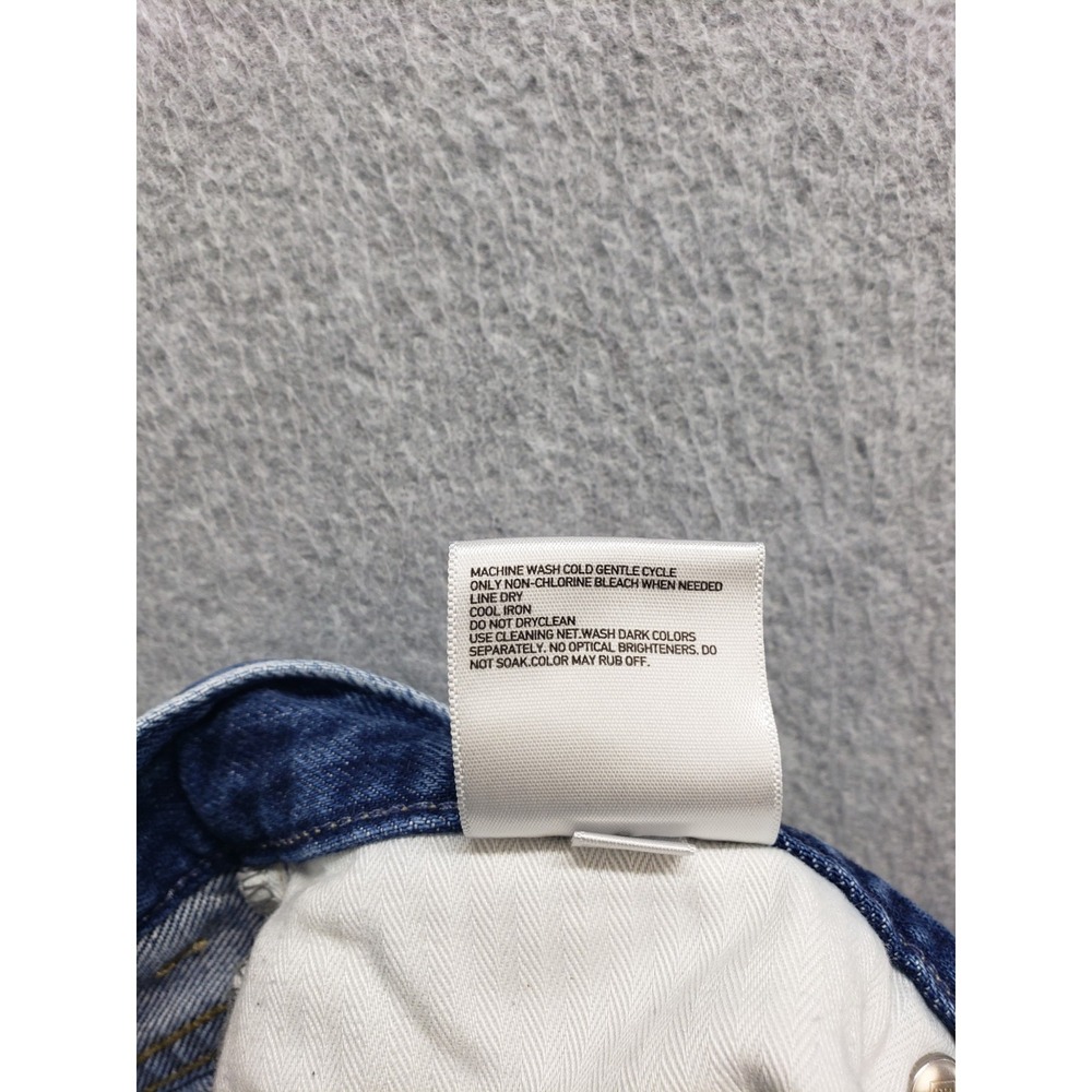 Uniqlo Women Short 26 Blue Distressed Logo 5 Pocket 100% Cotton Casual Denim - Picture 12 of 16